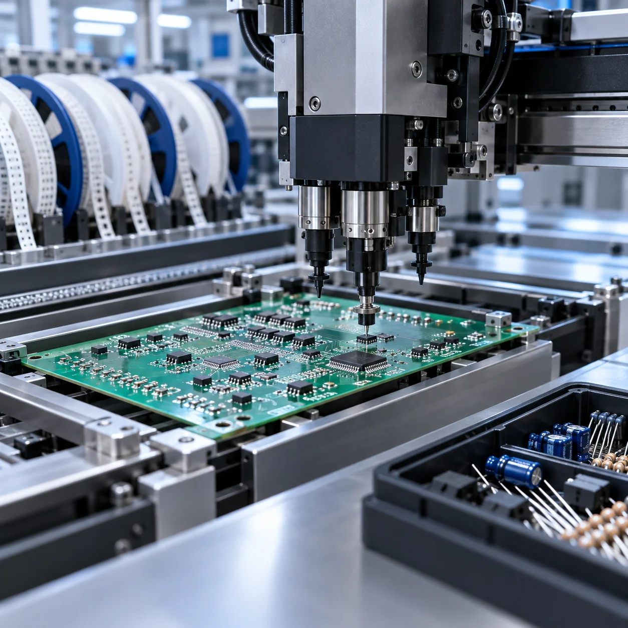 SMD component assembly process in electronic cards